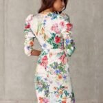 Robe Printaniere Fleurie Courte Manches Longues