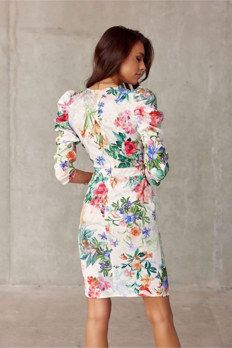 Robe Printaniere Fleurie Courte Manches Longues