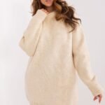 Robe Pull Casual Manches Longues Beige Taille Unique