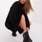 Robe Pull Casual Manches Longues Noir Taille Unique