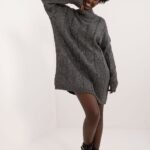 Robe Pull Decontractee Manches Longues Gris Taille Unique