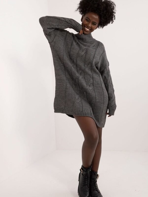 Robe Pull Decontractee Manches Longues Gris Taille Unique