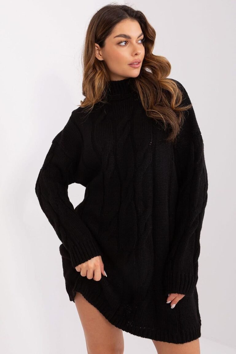 Robe Pull Decontractee Manches Longues Noir Taille Unique