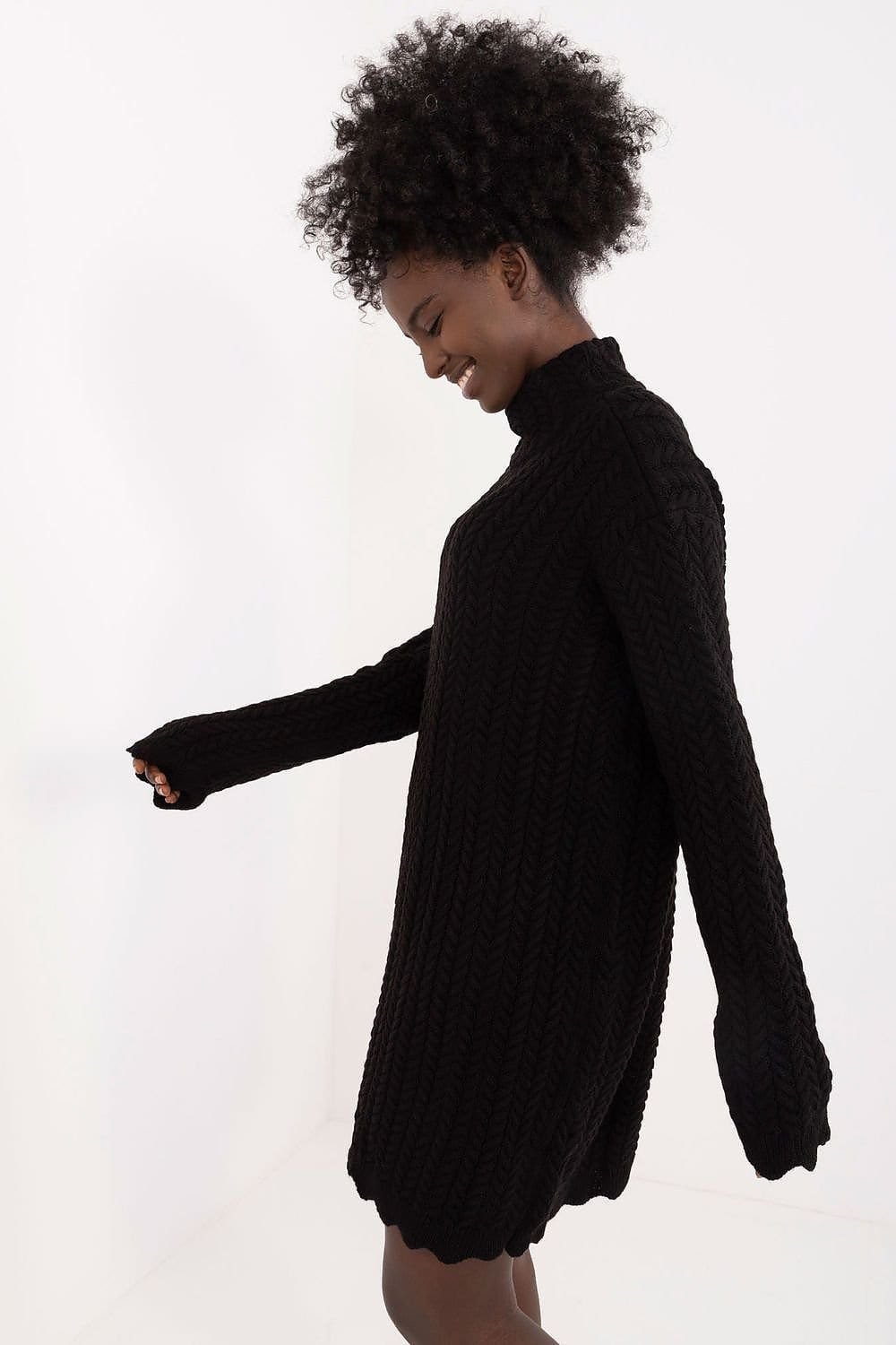 Robe Pull Femme Hiver Col Montant Manches Longues 3