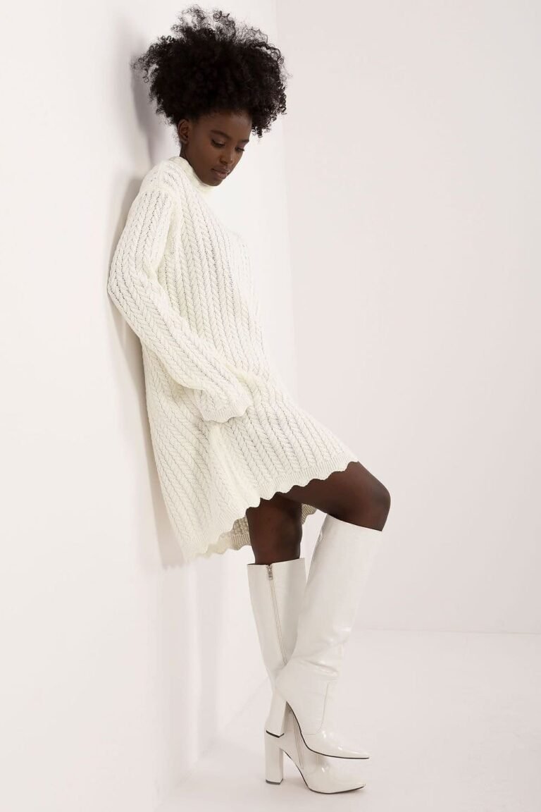 Robe Pull Femme Hiver Col Montant Manches Longues 6