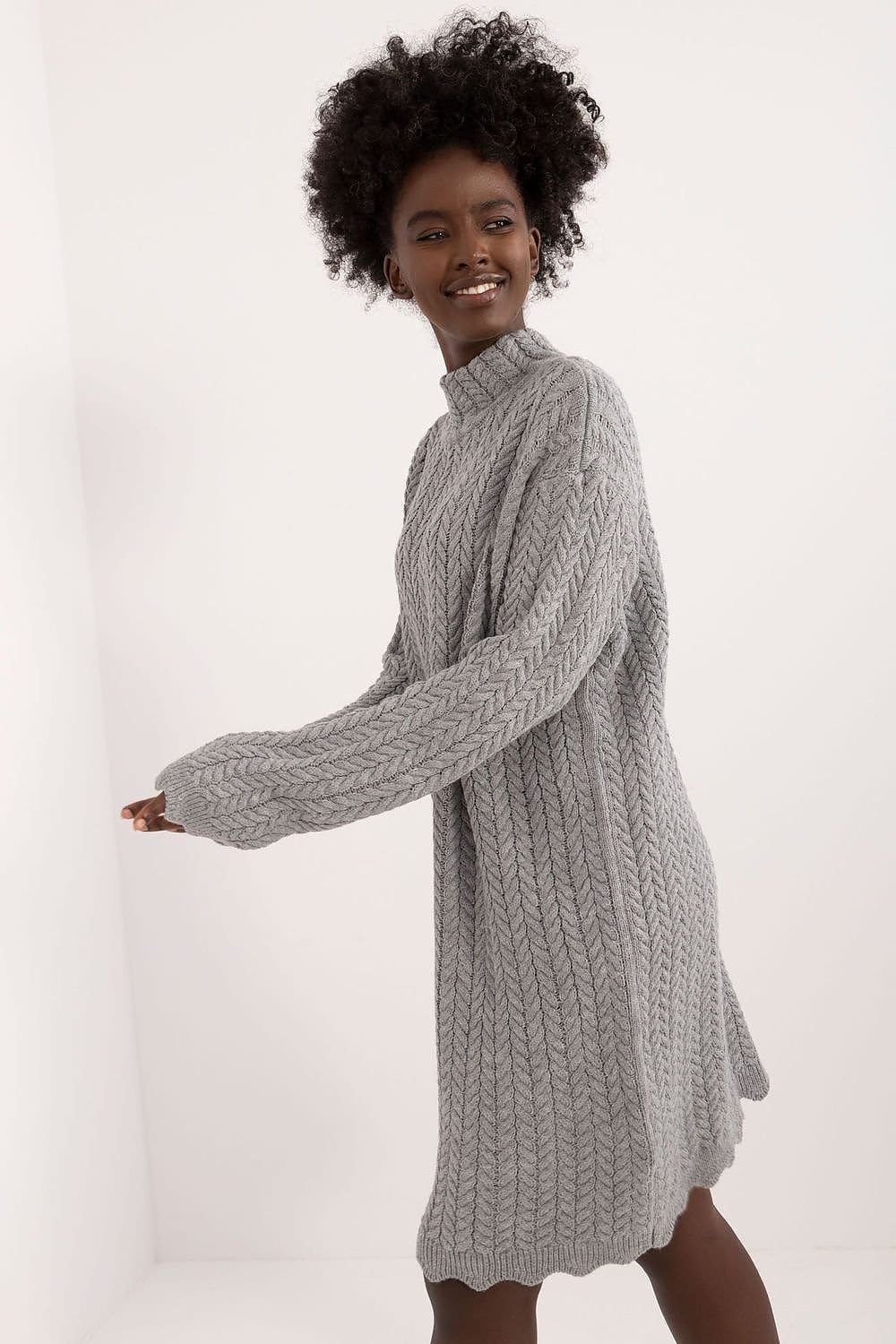 Robe Pull Femme Hiver Col Montant Manches Longues