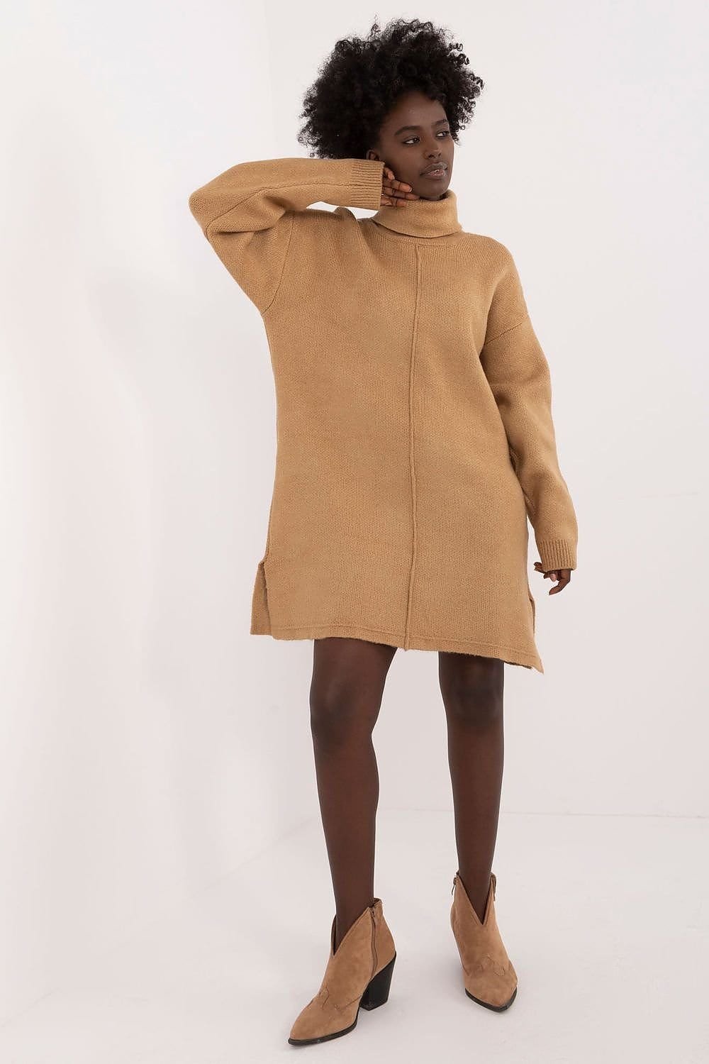 Robe Pull Hiver Femme Mi Longue Beige Taille Unique