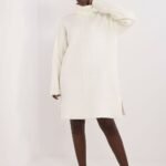 Robe Pull Hiver Femme Mi Longue Blanc Taille Unique