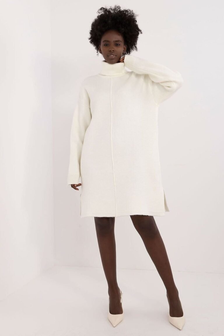 Robe Pull Hiver Femme Mi Longue Blanc Taille Unique