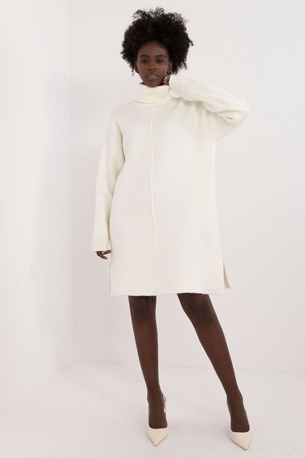 Robe Pull Hiver Femme Mi Longue Blanc Taille Unique