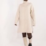 Robe Pull Hiver Femme Mi Longue Creme Taille Unique