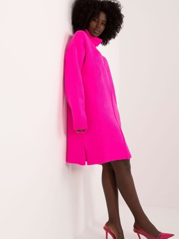 Robe Pull Hiver Femme Mi Longue Rose Taille Unique