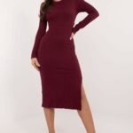 Robe Pull Moulante Avec Lacage Au Dos Bordeaux S