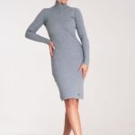 Robe Pull Moulante Col Montant Gris S