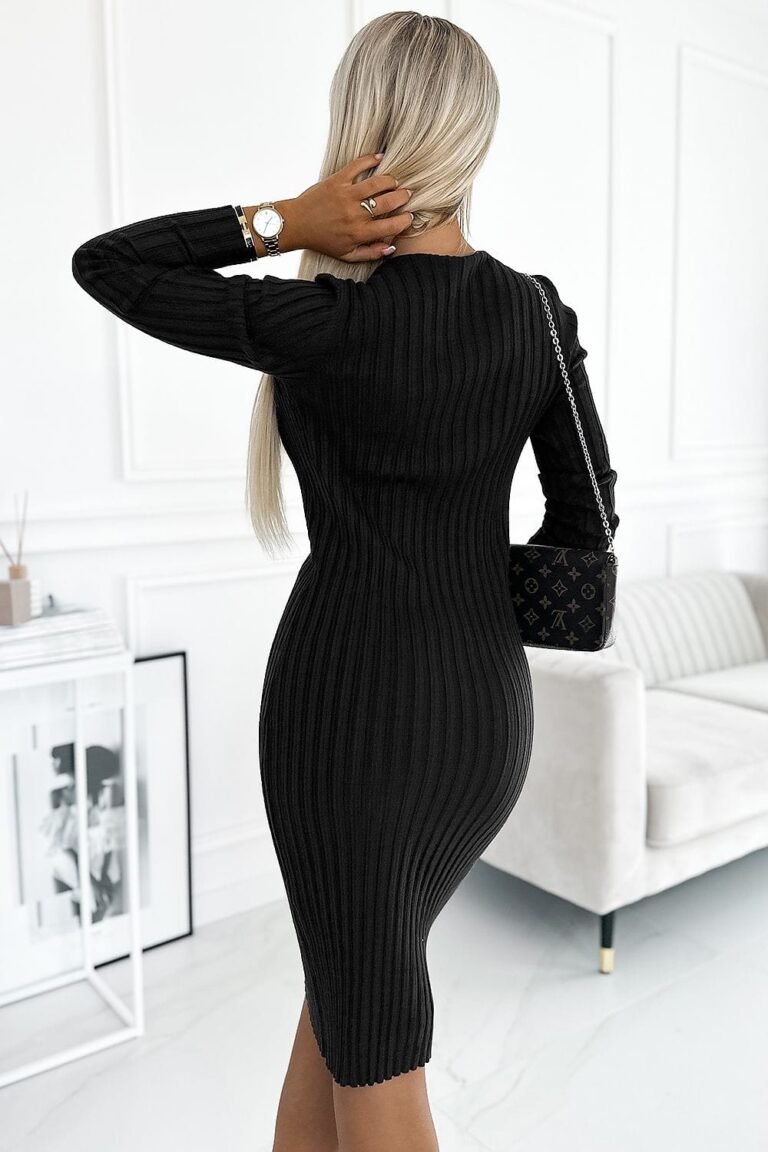 Robe Pull Noire Midi Moulante 2