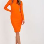 Robe Pull Orange Moulante Manches Longues S M