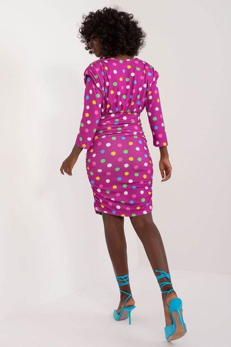 Robe Rose A Pois Multicouleur 2