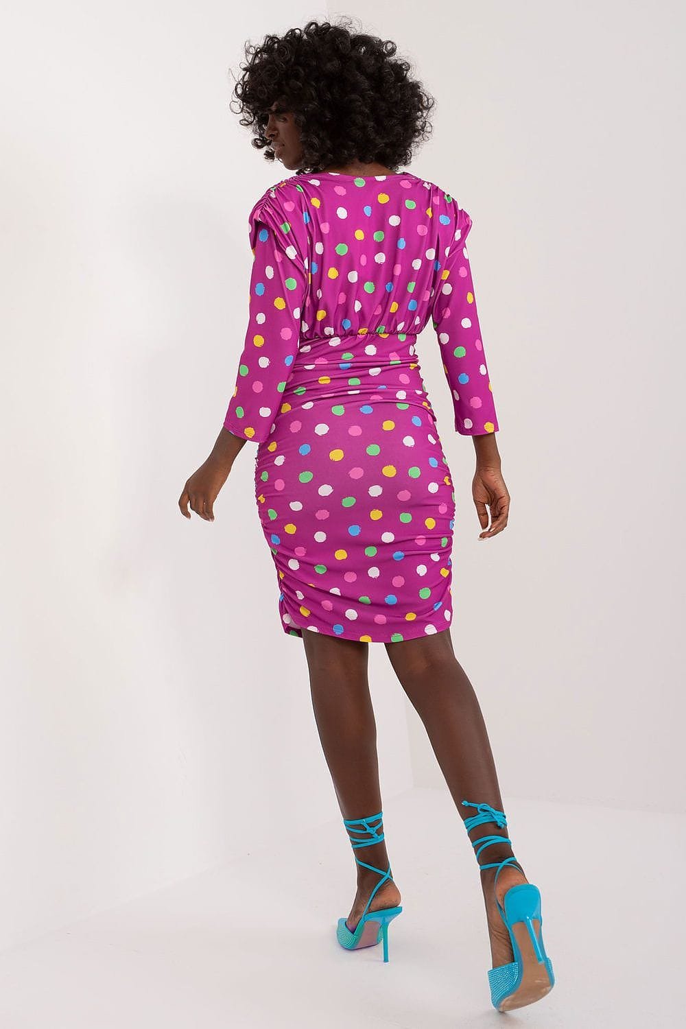 Robe Rose A Pois Multicouleur 2