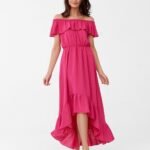 Robe Rose Boheme Asymetrique