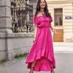 Robe Rose Boheme Asymetrique 36