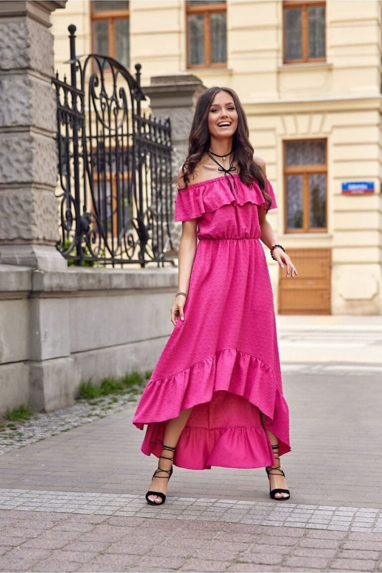 Robe Rose Boheme Asymetrique 36