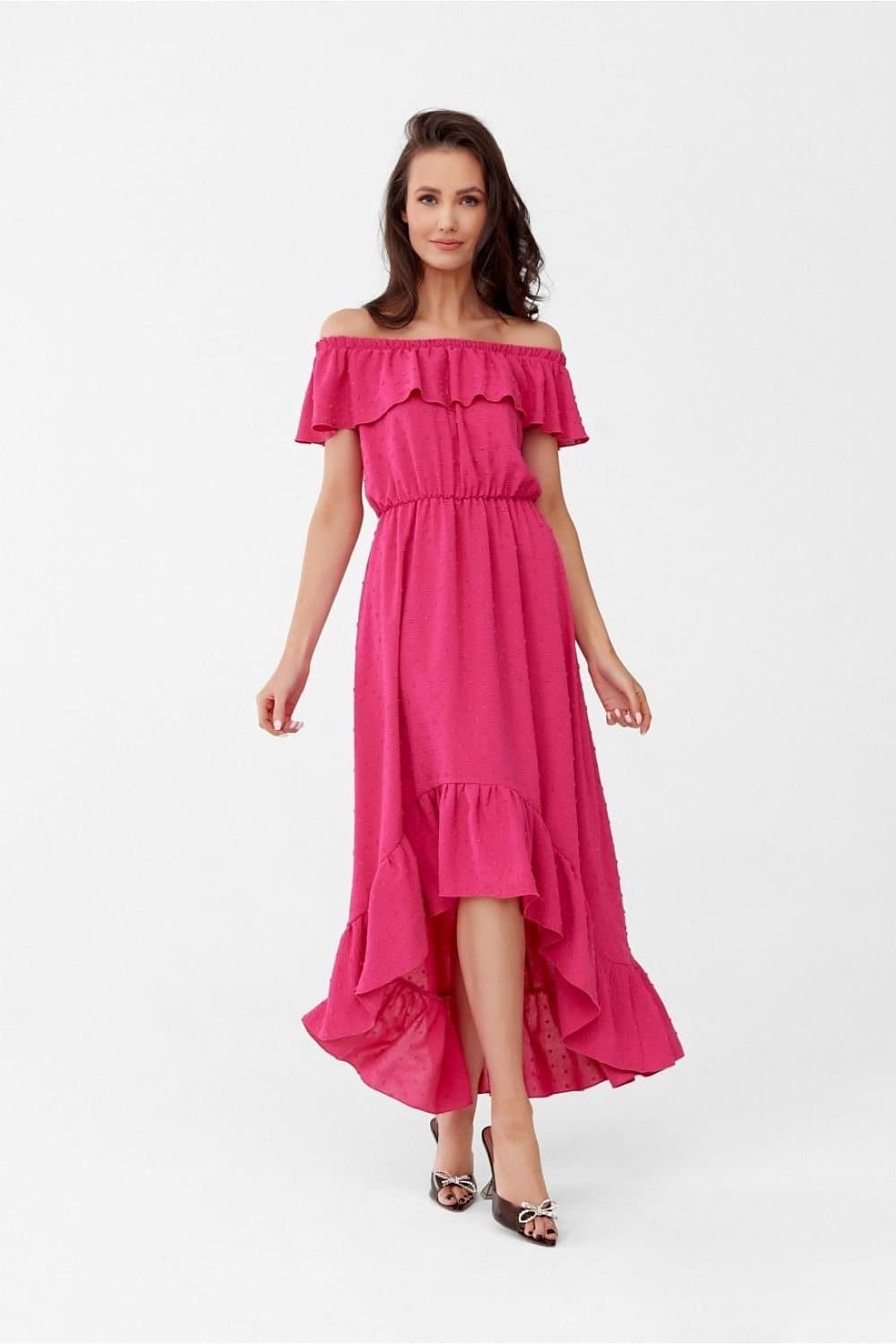 Robe Rose Boheme Asymetrique