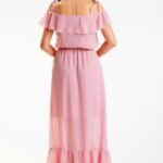 Robe Rose Longue Epaules Denudees