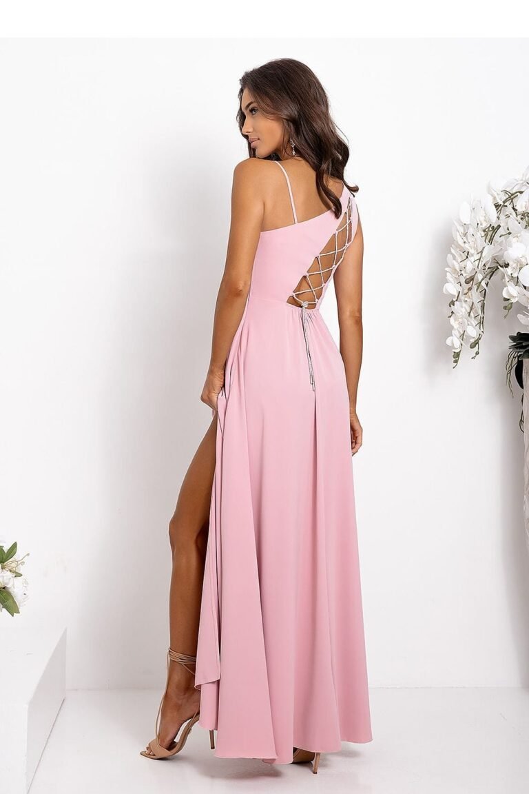 Robe Rose Longue Fendue Haut Asymetrique
