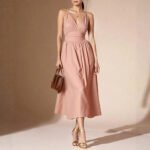 Robe Rose Poudree Midi Evasee A Bretelles Rose Poudre S