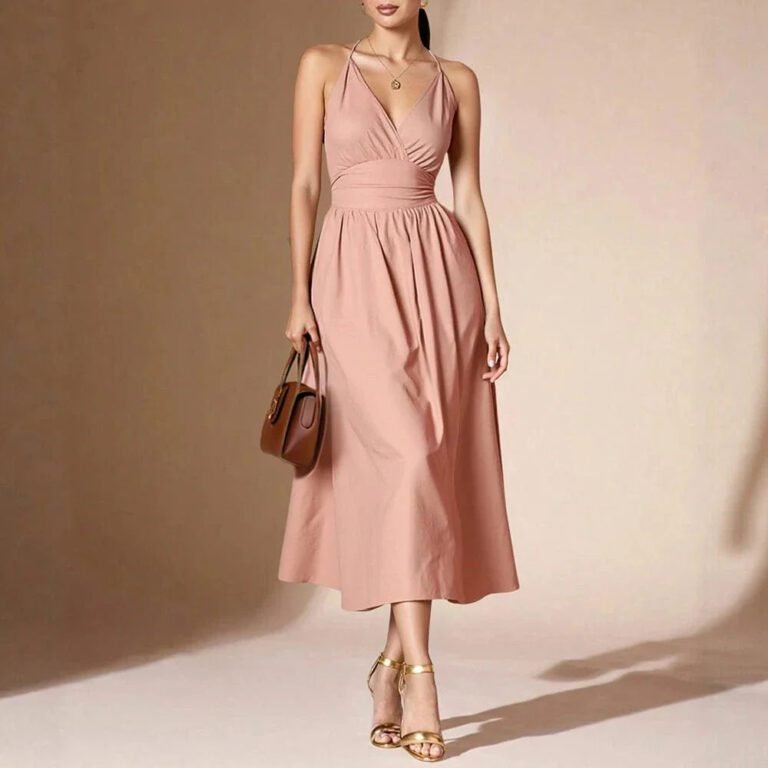 Robe Rose Poudree Midi Evasee A Bretelles Rose Poudre S