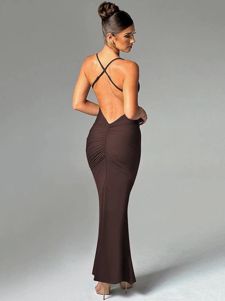 Robe Rouge Dos Nu Chic Marron S