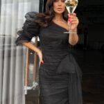 Robe Sequin Chic Asymetrique Noir 34