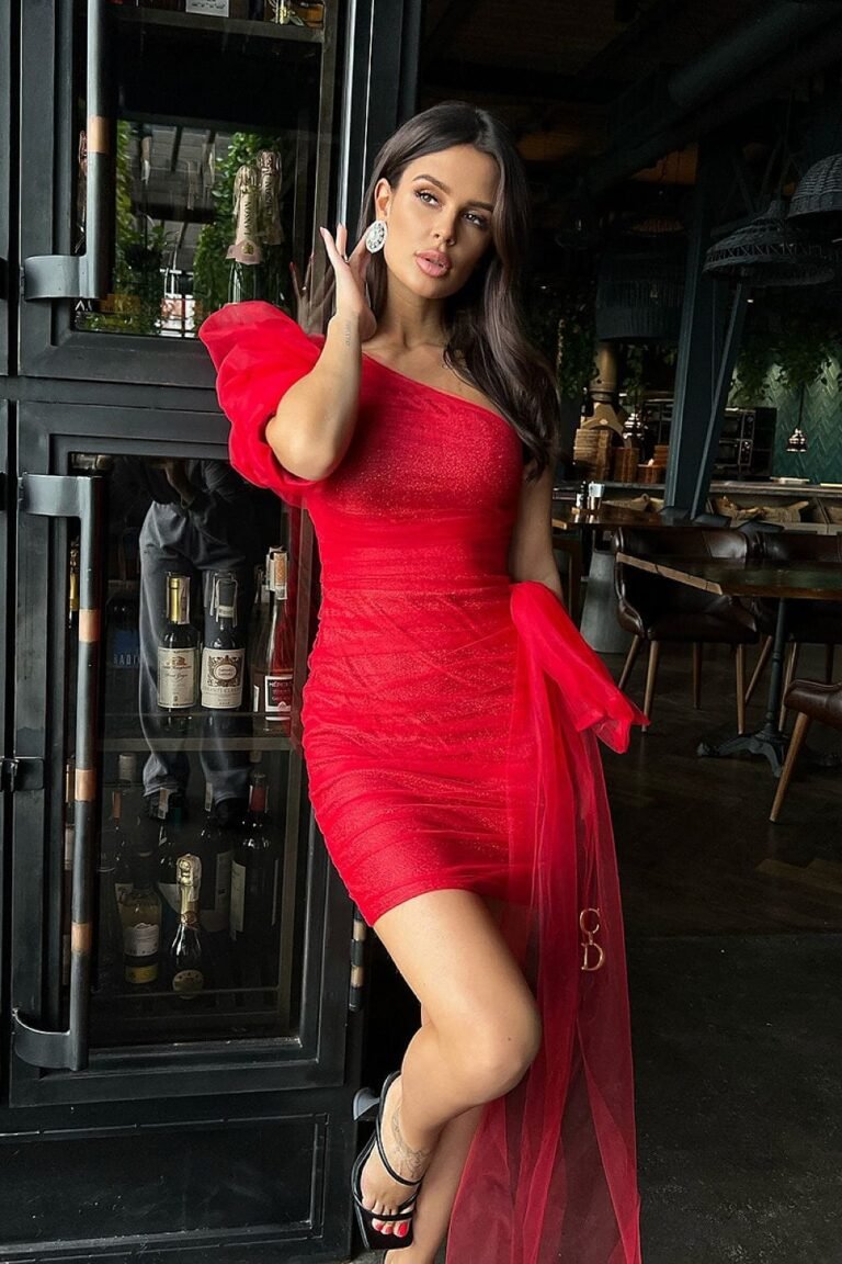Robe Sequin Chic Asymetrique Rouge 34