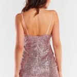 Robe Sequin Courte Rose A Bretelles 2