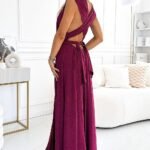 Robe Sequin Elegante Bordeaux Longue