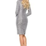 Robe Sequin Fourreau Argentee Moulante