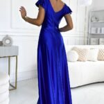 Robe Sequin Longue Fendue Manches Courtes 4