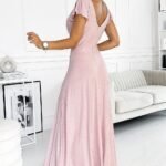 Robe Sequin Longue Fendue Manches Courtes 6