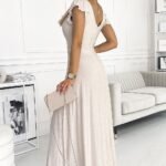 Robe Sequin Longue Fendue Manches Courtes 8