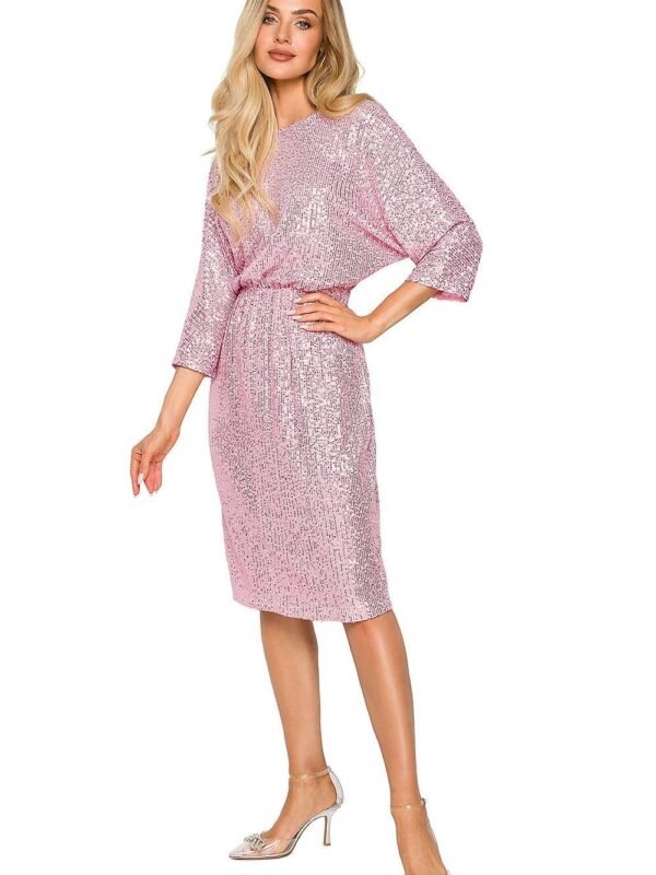 Robe Sequin Rose Dos Nu S