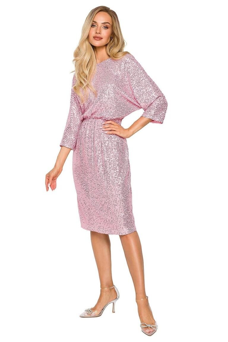 Robe Sequin Rose Dos Nu S