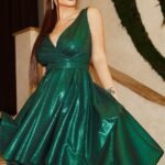 Robe Sequin Verte Courte 2