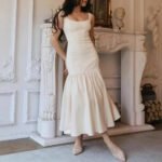Robe Sirene Beige Sans Manches Beige S