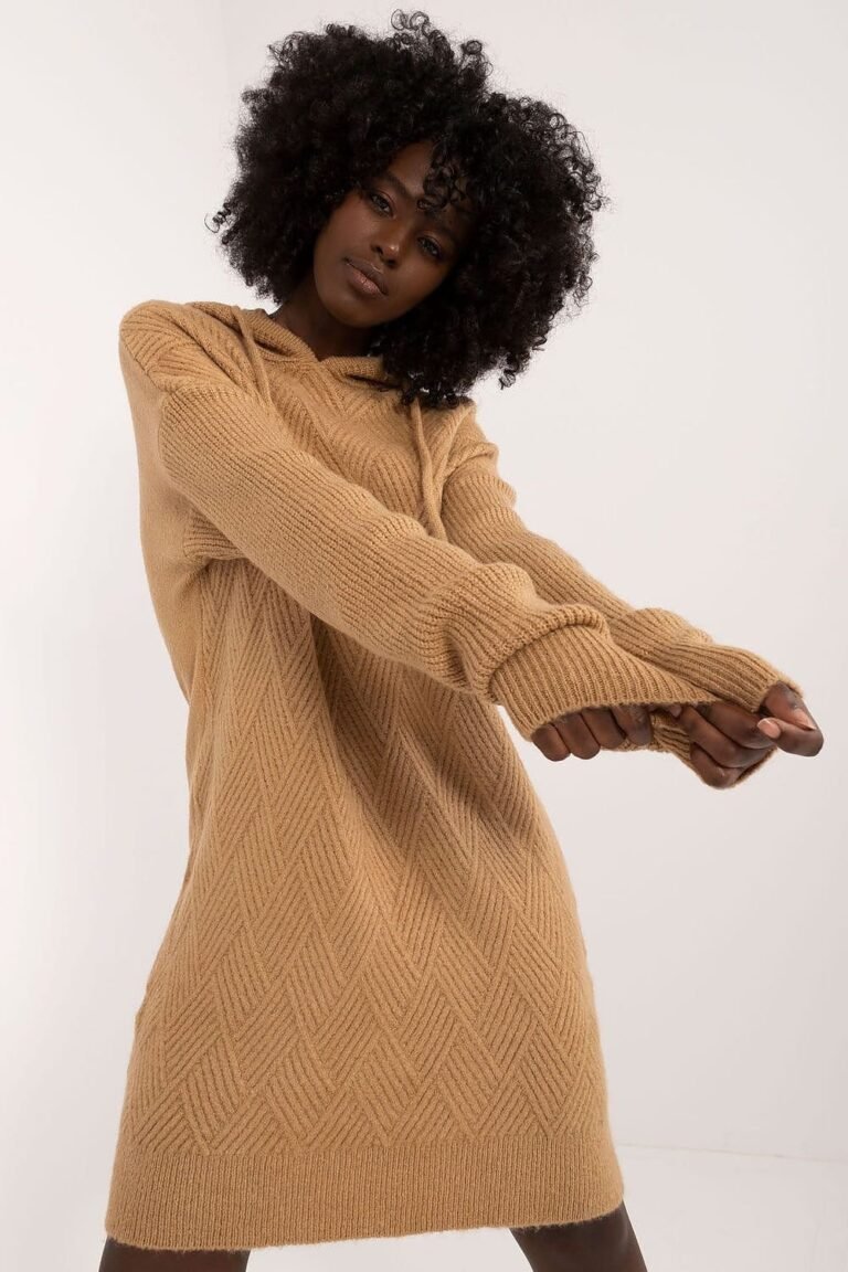 Robe Sweat En Maille Douce Beige Taille Unique