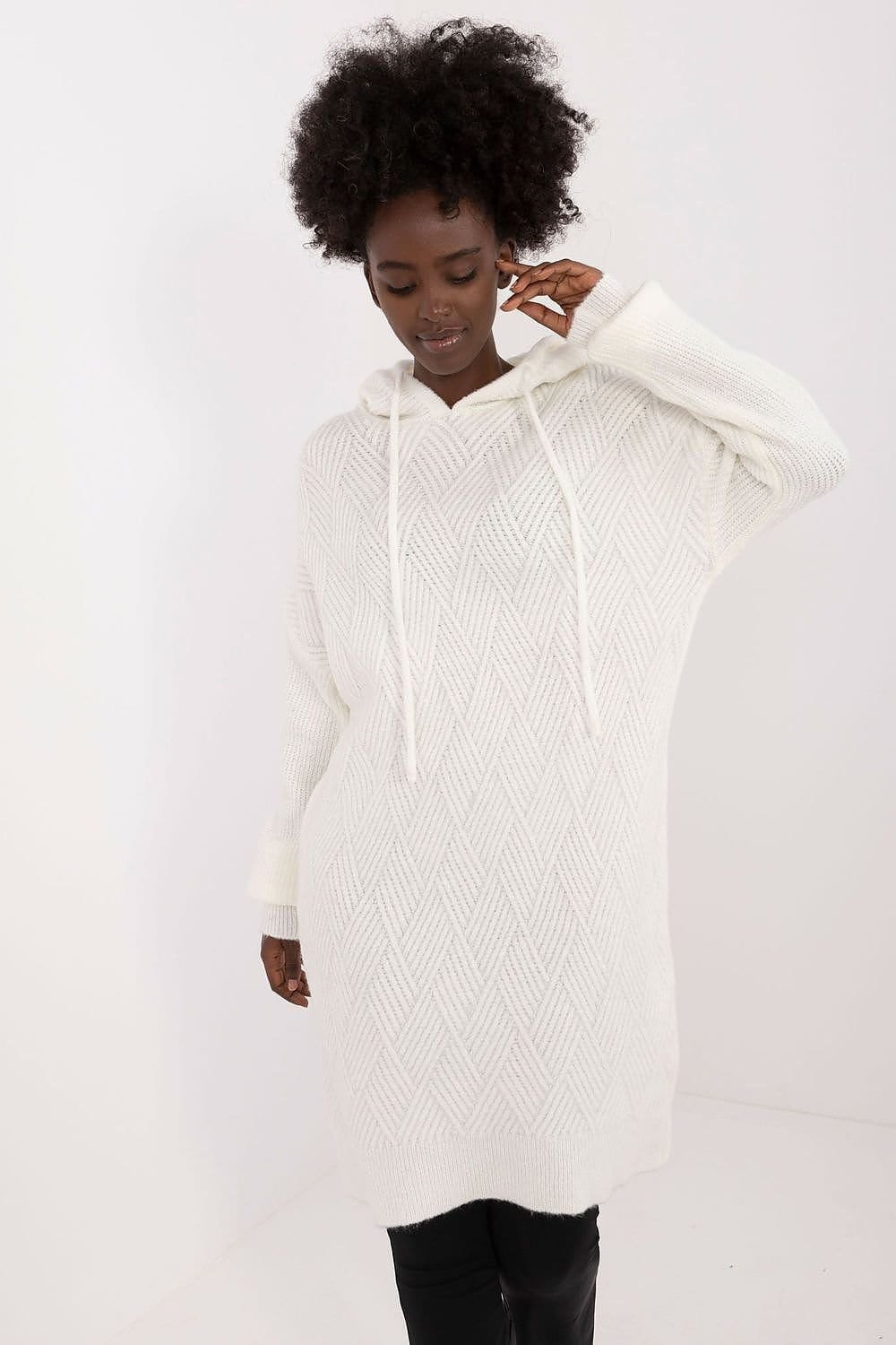 Robe Sweat En Maille Douce Blanc Taille Unique