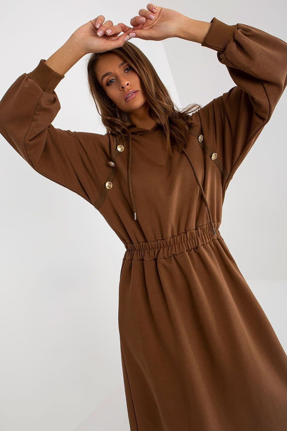 Robe Sweat Marron Manche Longue Evasee 2