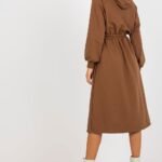 Robe Sweat Marron Manche Longue Evasee 3