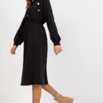 Robe Sweat Noire Casual Manche Longue 3