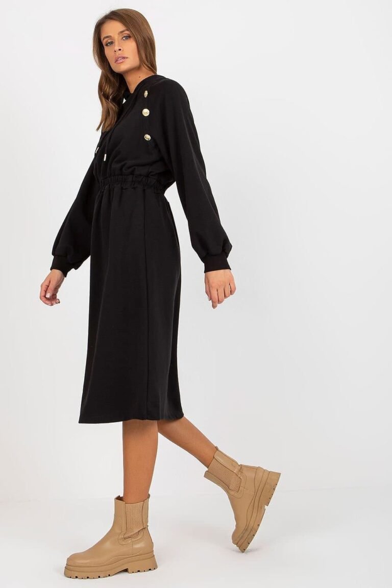 Robe Sweat Noire Casual Manche Longue 3