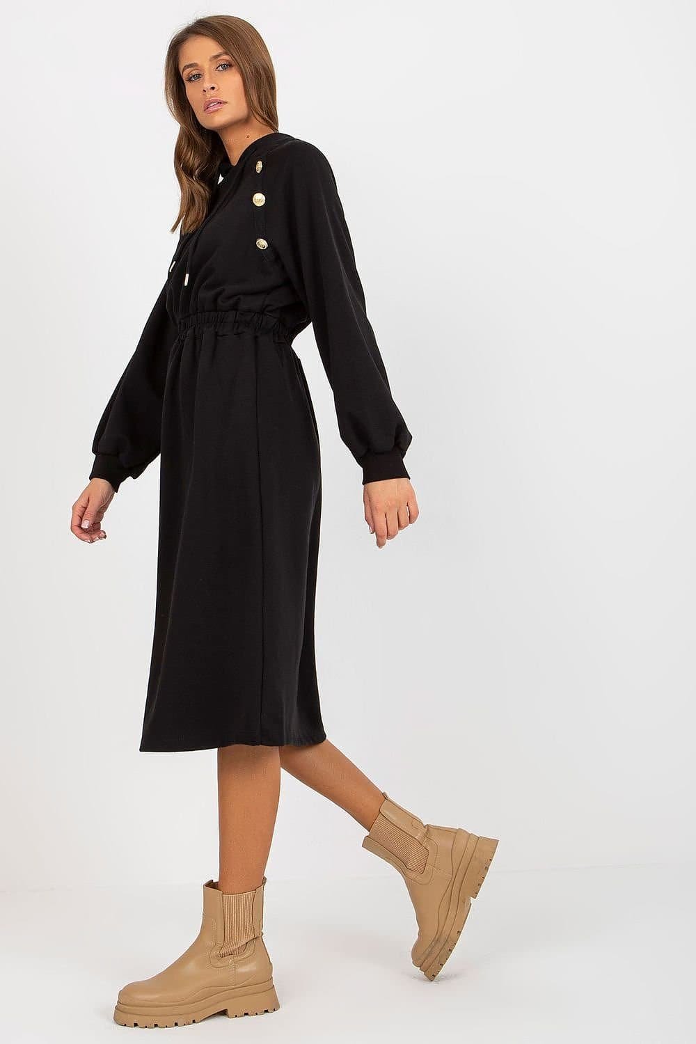 Robe Sweat Noire Casual Manche Longue 3